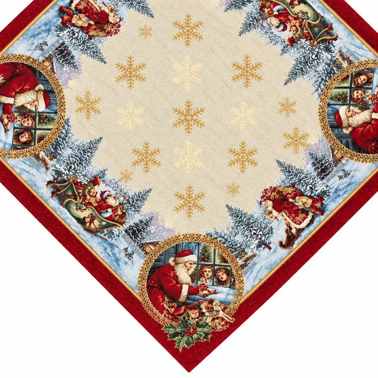 Centrotavola quadrata natalizia in tessuto Gobelin - Santa