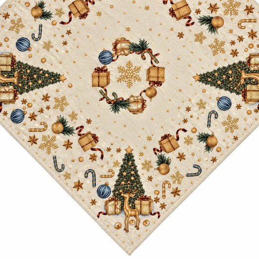 Centrotavola quadrata natalizia in tessuto Gobelin - Albero