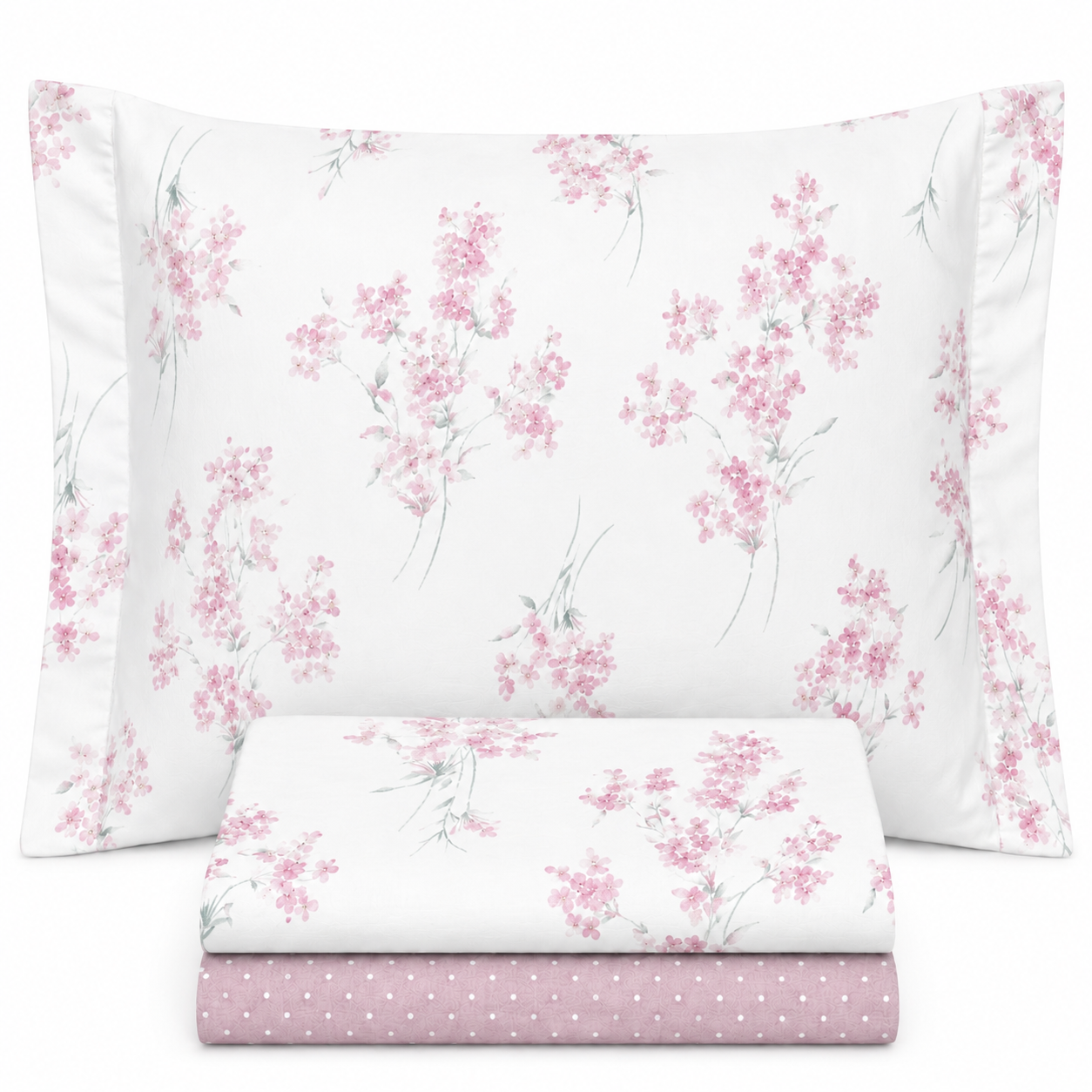 Completo Lenzuola in Puro Cotone Matrimoniale M160 (Rosa)