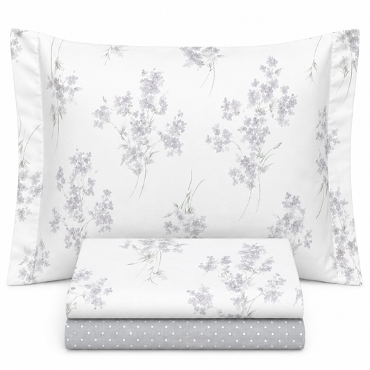 Completo Lenzuola in Puro Cotone Matrimoniale M160 (Grigio)
