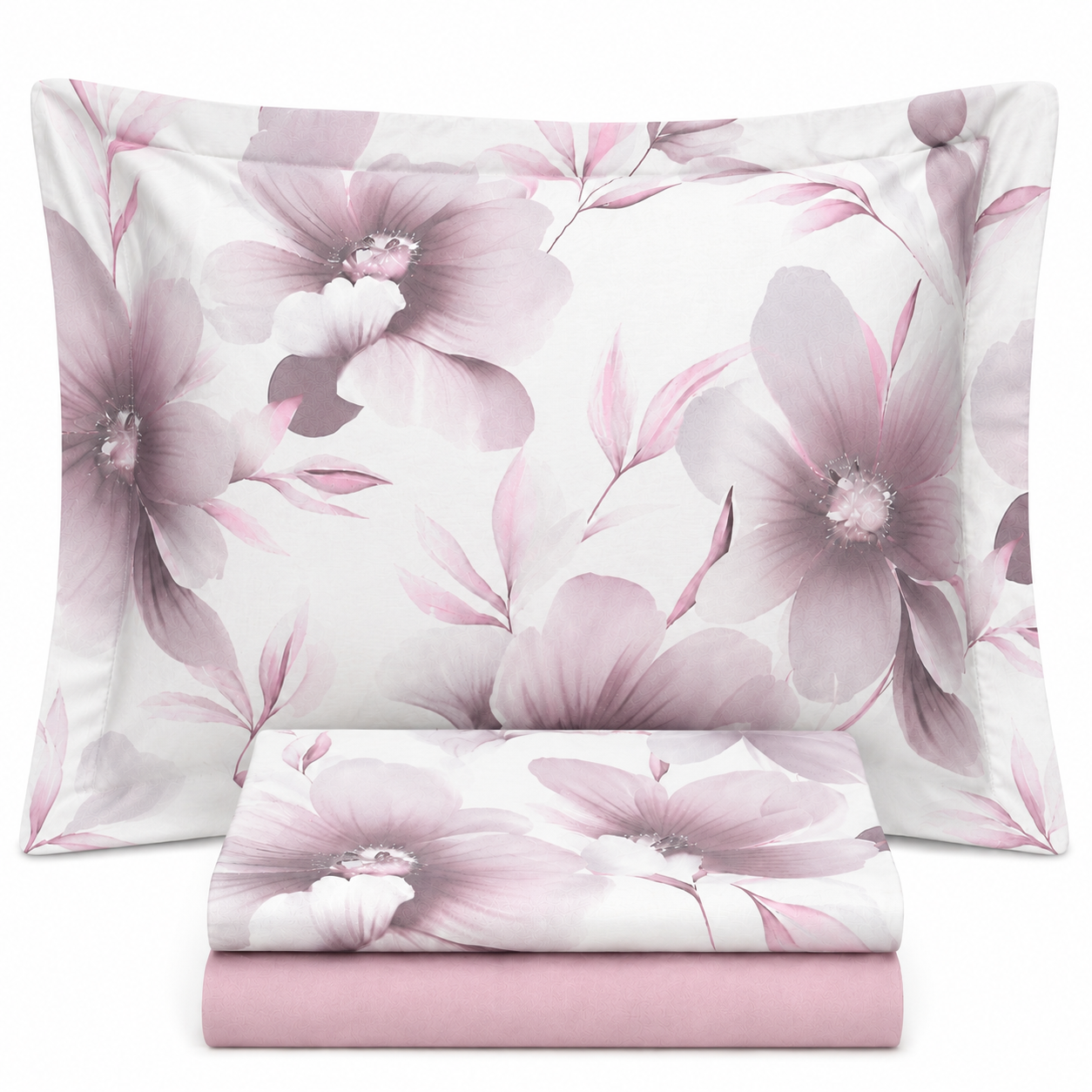 Completo Lenzuola in Puro Cotone con 4 federe AURA di Botticelli Home - Rosa Antico