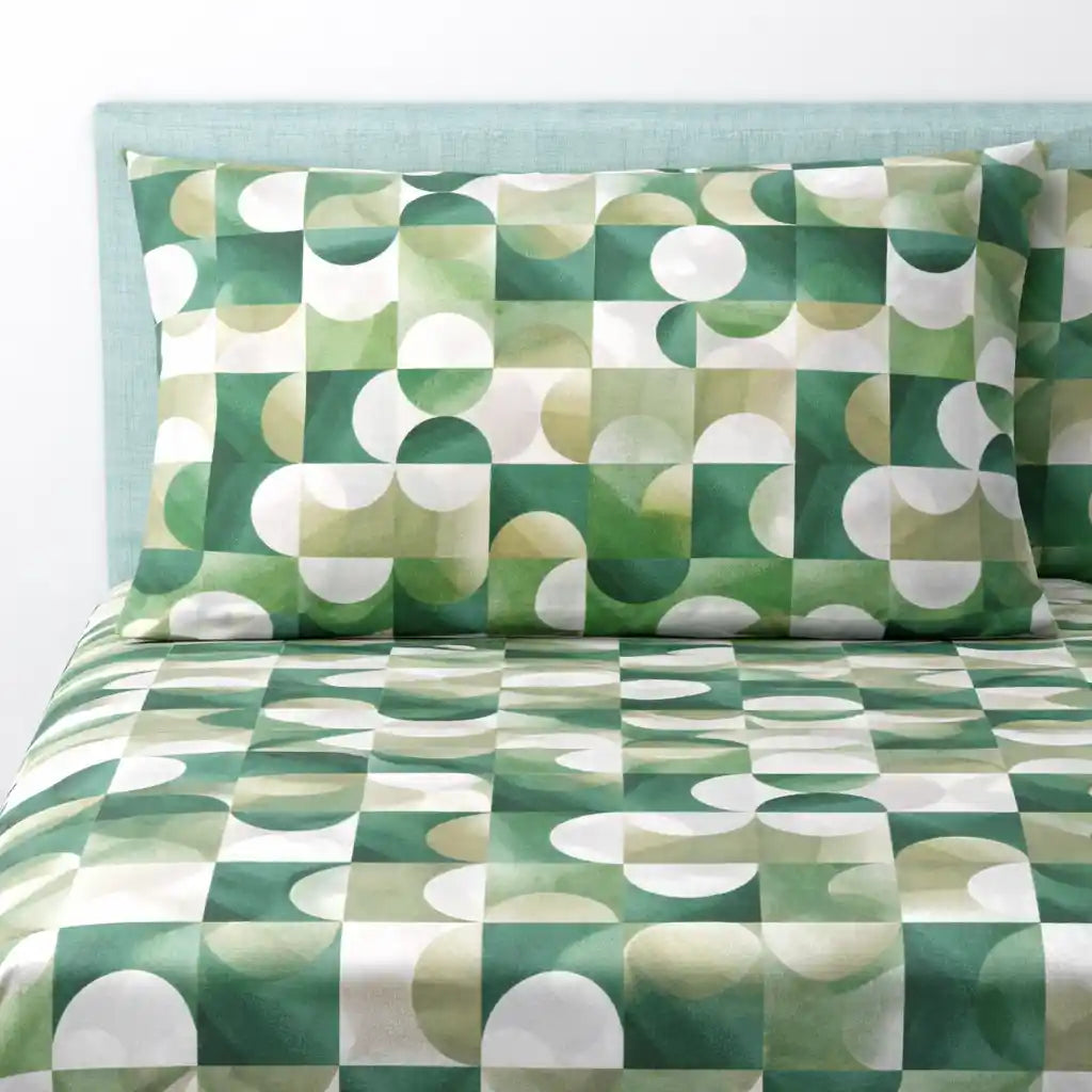Completo lenzuola in Puro Cotone dimensioni varie - M174 (Verde)