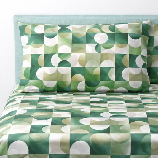 Completo lenzuola in Puro Cotone dimensioni varie - M174 (Verde)