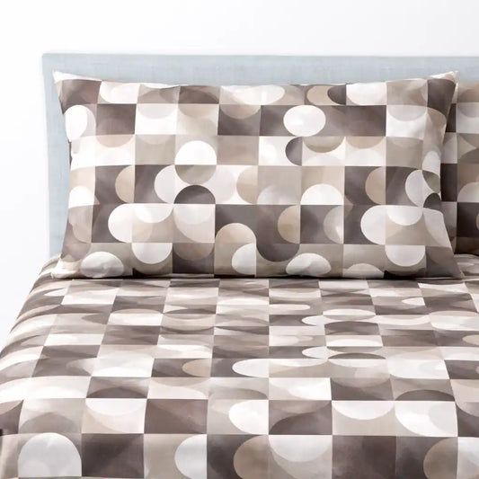 Completo lenzuola in Puro Cotone dimensioni varie - M174 (Tortora)