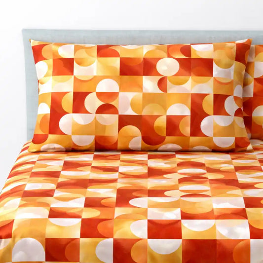 Completo lenzuola in Puro Cotone dimensioni varie - M174 (Arancione)