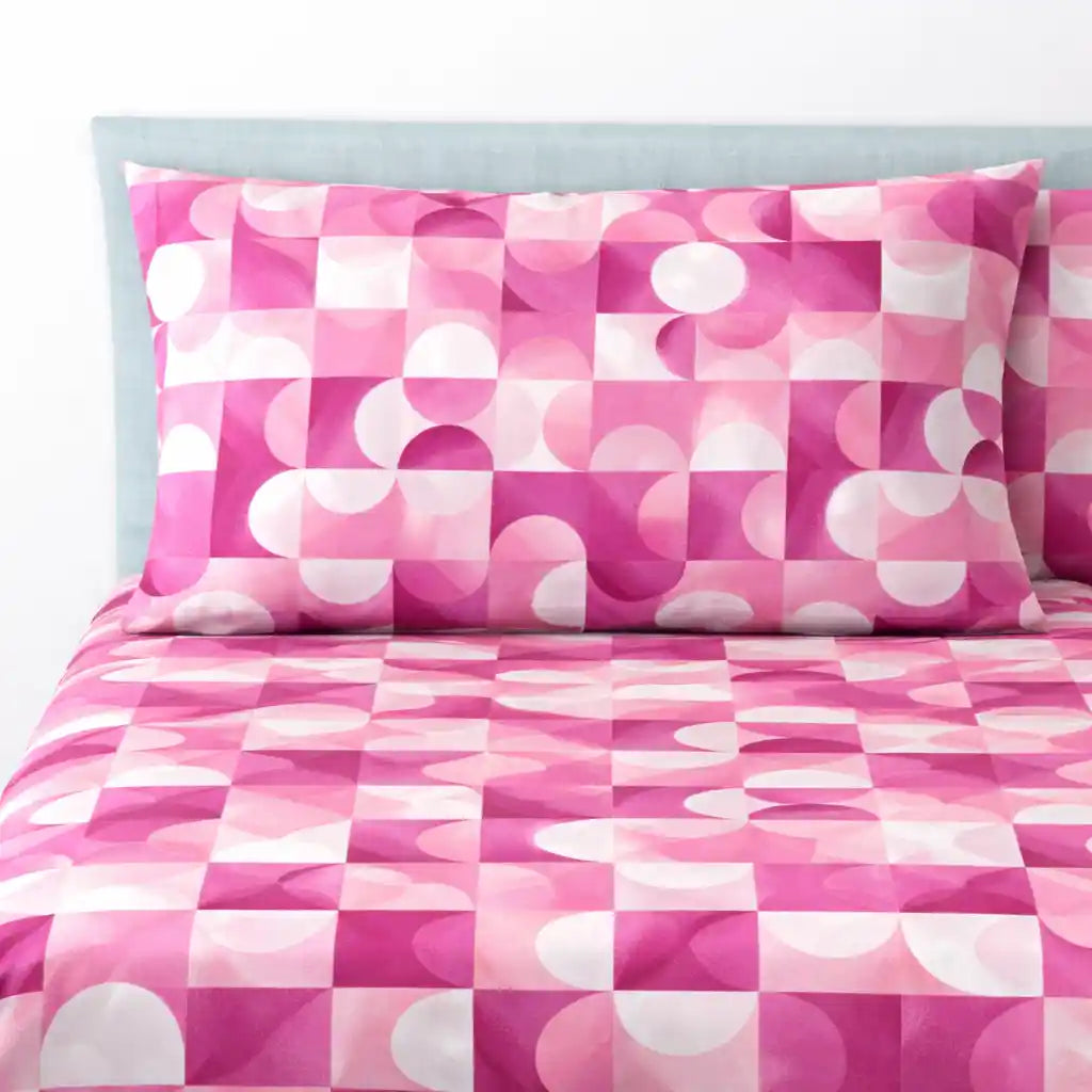 Completo lenzuola in Puro Cotone dimensioni varie - M174 (Rosa)