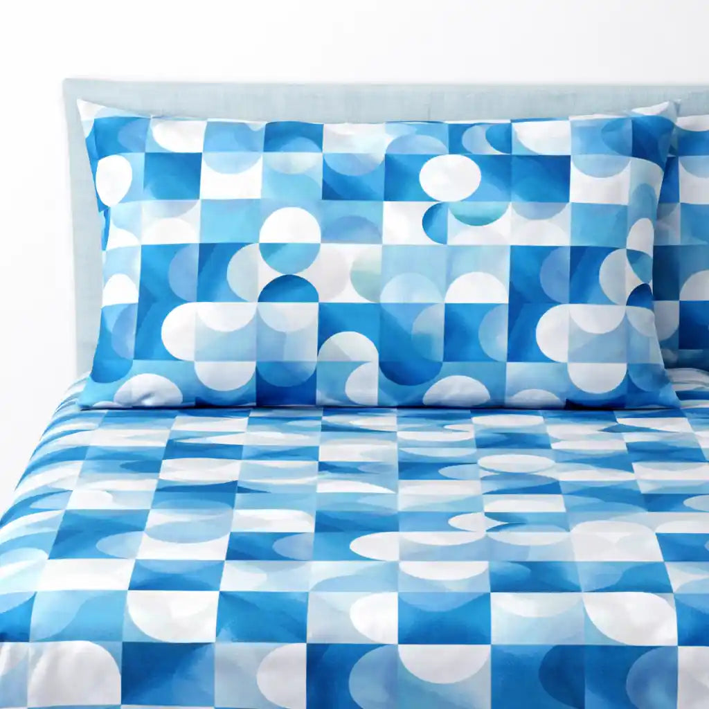 Completo lenzuola in Puro Cotone dimensioni varie - M174 (Azzurro)