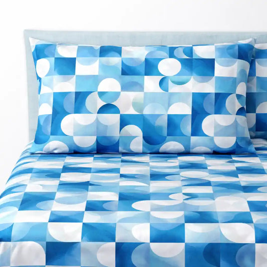 Completo lenzuola in Puro Cotone dimensioni varie - M174 (Azzurro)