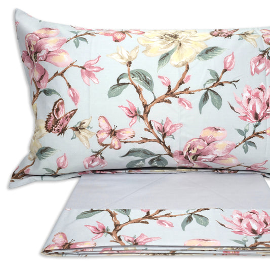 Completo Lenzuola in Cotone con Balza Stampa Digitale - Portofino (Grigio)