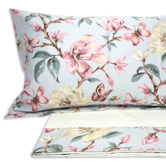 Completo Lenzuola in Cotone con Balza Stampa Digitale - Portofino (Avorio)