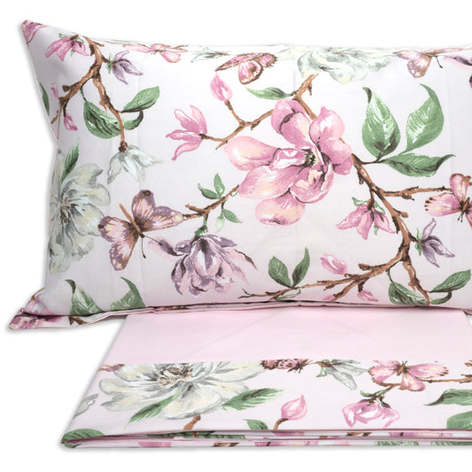 Completo Lenzuola in Cotone con Balza Stampa Digitale - Portofino (Cipria)