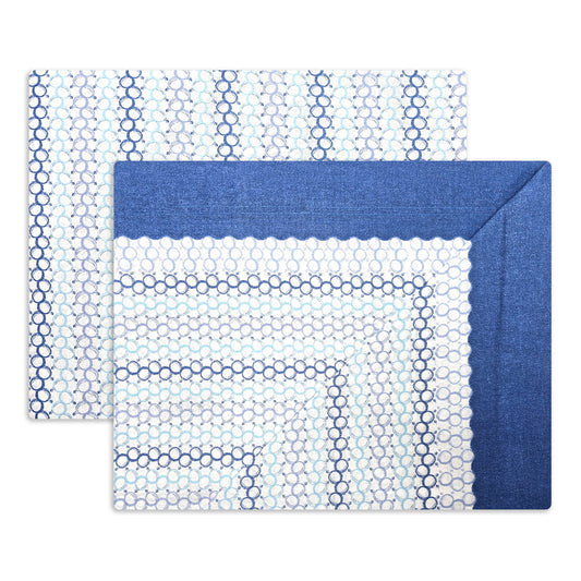 Completo lenzuola in Puro Cotone Matrimoniale - M171 (Blu)