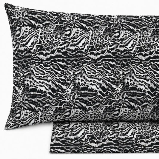 Completo lenzuola in Puro Cotone Matrimoniale - Animalier (Grigio)