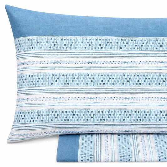 Completo lenzuola in Puro Cotone Singolo  - M173 (Ottanio)