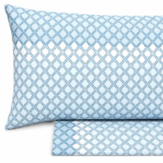 Completo lenzuola in Puro Cotone dimensioni varie - M172 (Celeste)