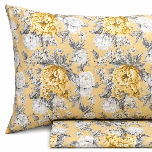 Completo lenzuola in Puro Cotone Matrimoniale - M169 (Giallo)