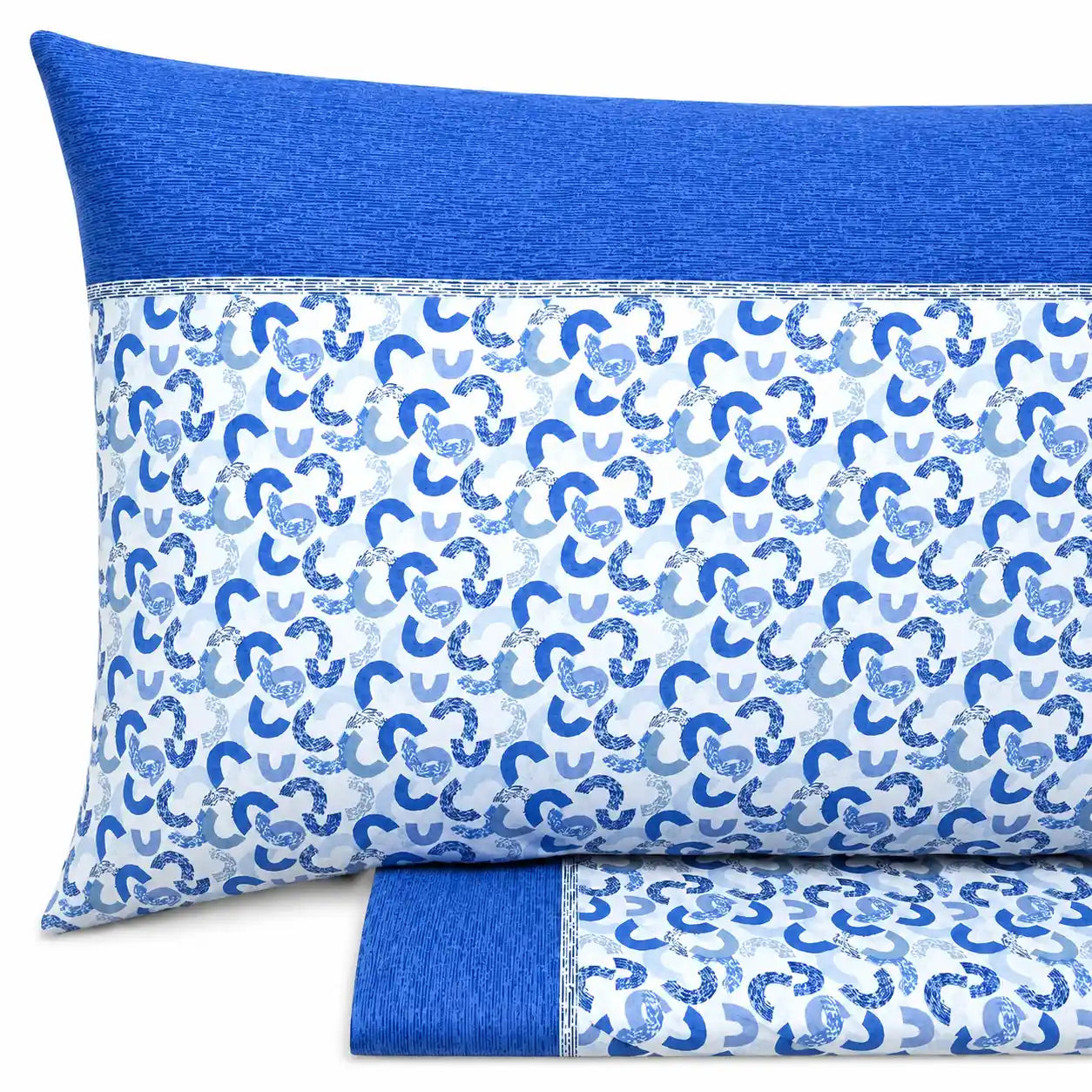 Completo lenzuola in Puro Cotone Matrimoniale - M167 (Azzurro)