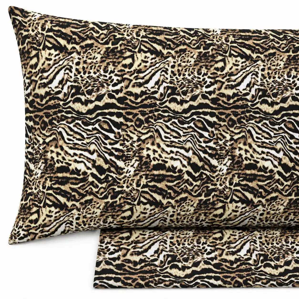 Completo lenzuola in Puro Cotone Matrimoniale - Animalier (Beige)