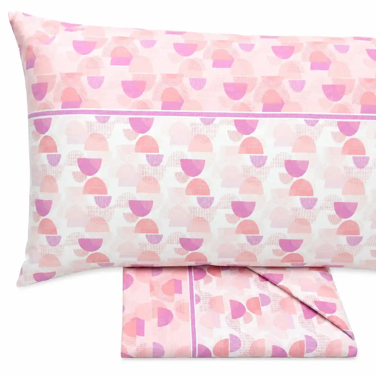Completo lenzuola in Puro Cotone dimensioni varie - M168 (Rosa)