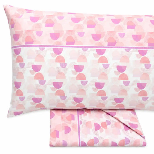 Completo lenzuola in Puro Cotone dimensioni varie - M168 (Rosa)
