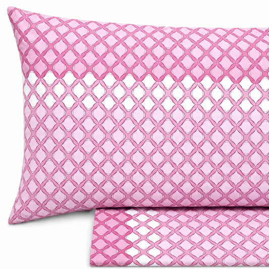 Completo lenzuola in Puro Cotone dimensioni varie - M172 (Rosa)