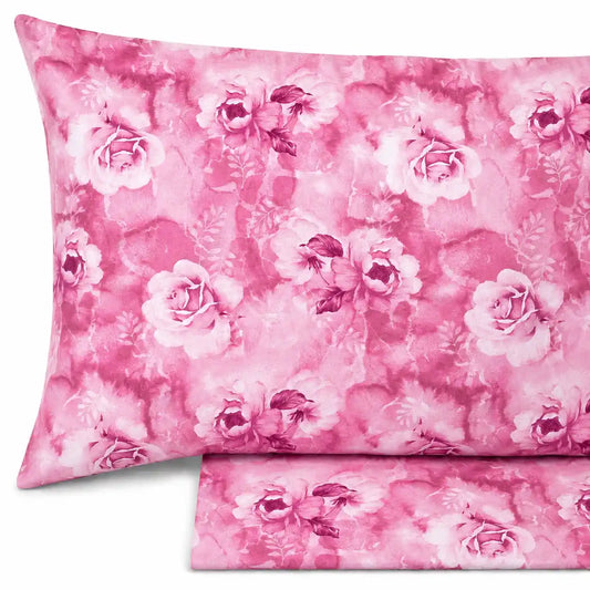 Completo lenzuola in Puro Cotone Matrimoniale - M179 (Rosa)