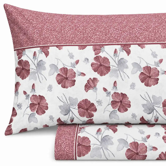 Completo Lenzuola in Flanella, Matrimoniale - F150 (Rosa)