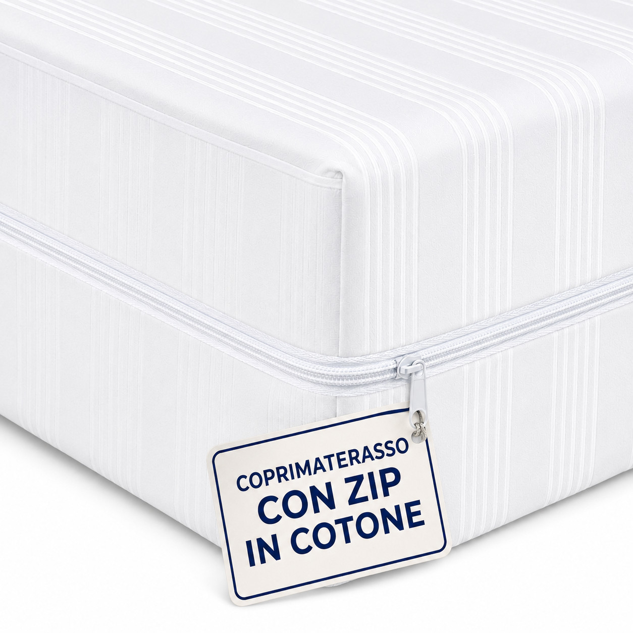 Coprimaterasso con Cerniera in Cotone, Fodera Materasso a Sacco con Zip, Protezione Integrale Anti-Acaro