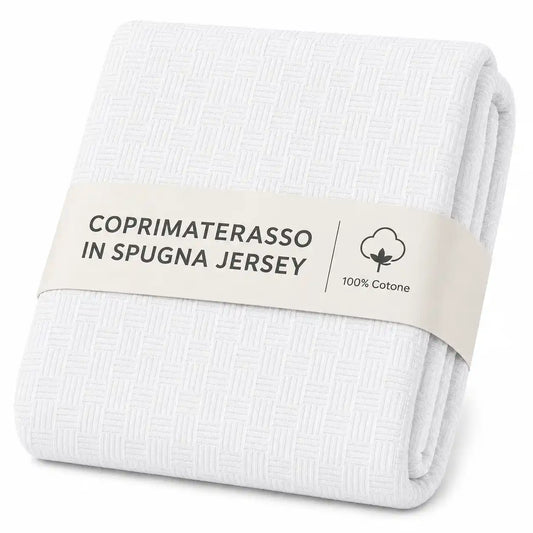 Coprimaterasso in Spugna Jersey con Angoli Elasticizzati, 100% Cotone