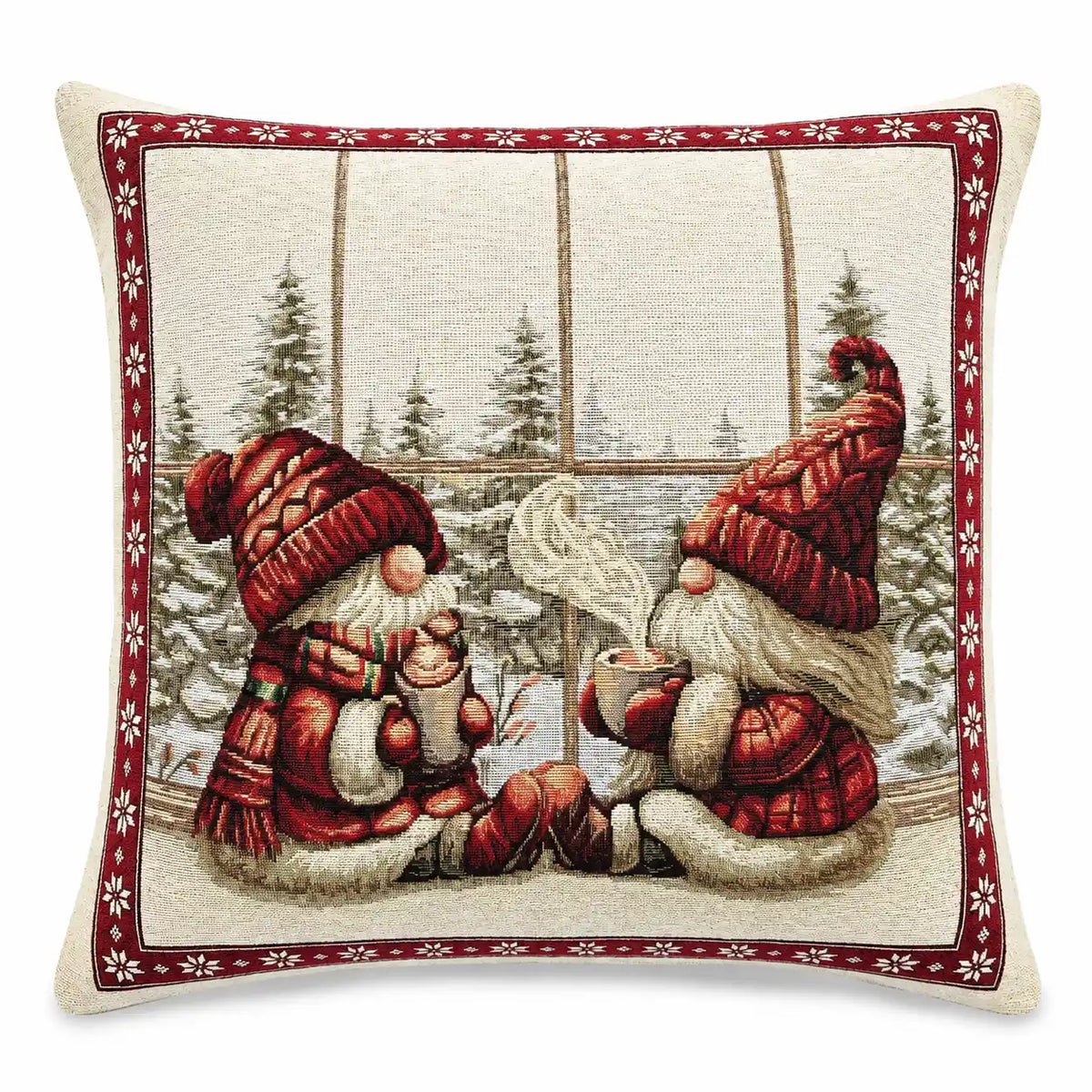 Cuscino arredo natalizia in tessuto Gobelin - Gnomo (Rosso)