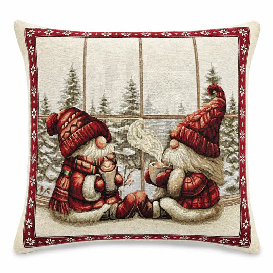 Cuscino arredo natalizia in tessuto Gobelin - Gnomo (Rosso)