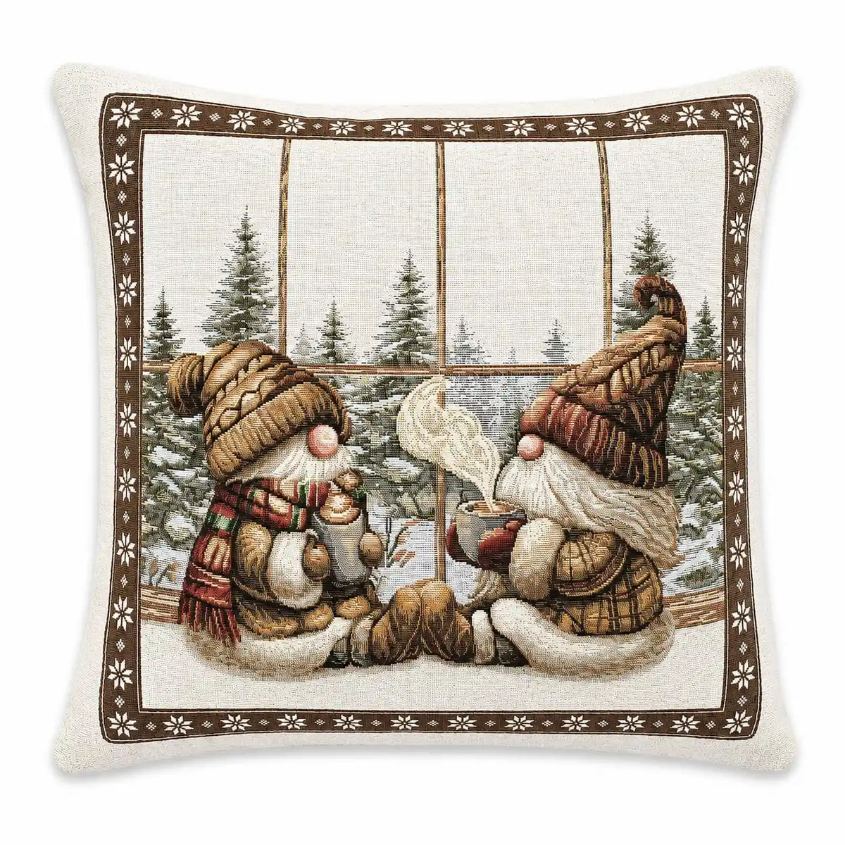 Cuscino arredo natalizia in tessuto Gobelin - Gnomo (Marrone)