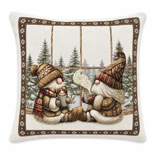 Cuscino arredo natalizia in tessuto Gobelin - Gnomo (Marrone)