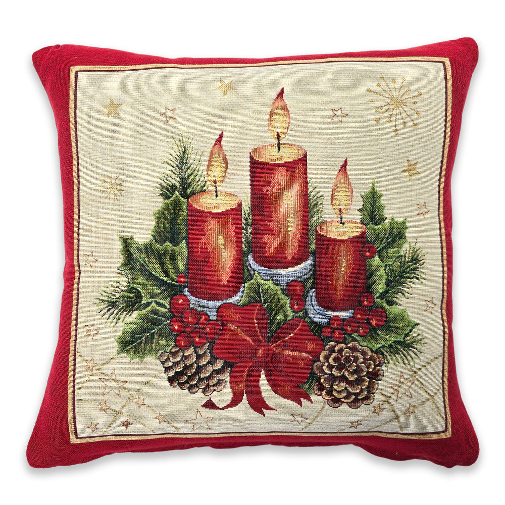 Cuscino arredo natalizia in tessuto Gobelin - Candela