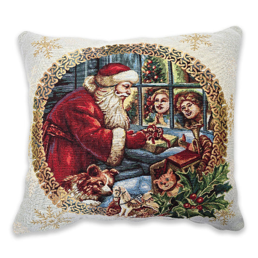 Cuscino arredo natalizia in tessuto Gobelin - Santa
