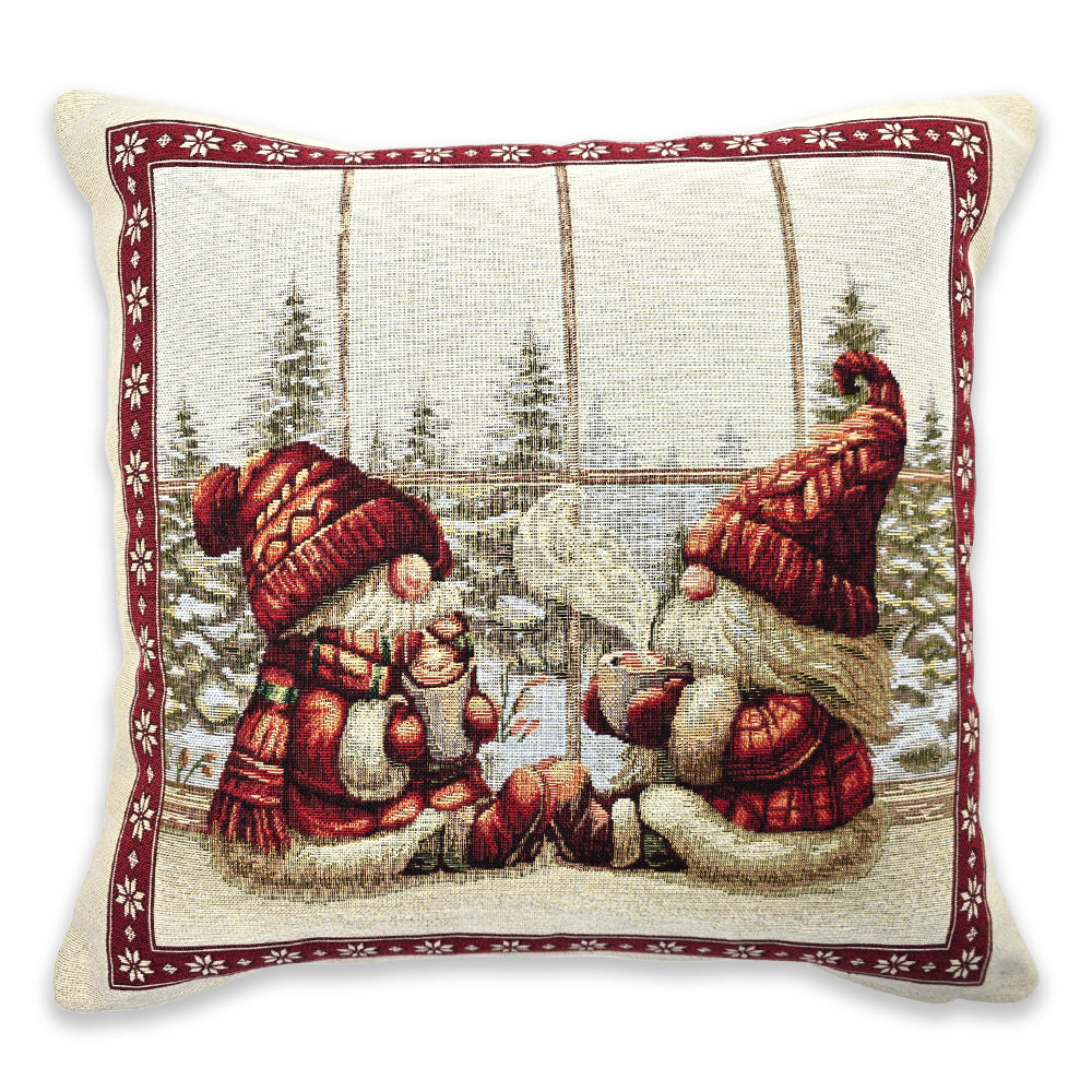 Cuscino arredo natalizia in tessuto Gobelin - Gnomo (Rosso)