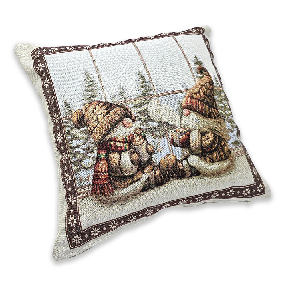 Cuscino arredo natalizia in tessuto Gobelin - Gnomo (Marrone)