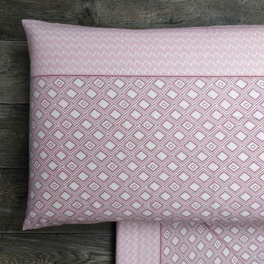 Completo Lenzuola in Flanella Matrimoniale - F103 (Rosa)