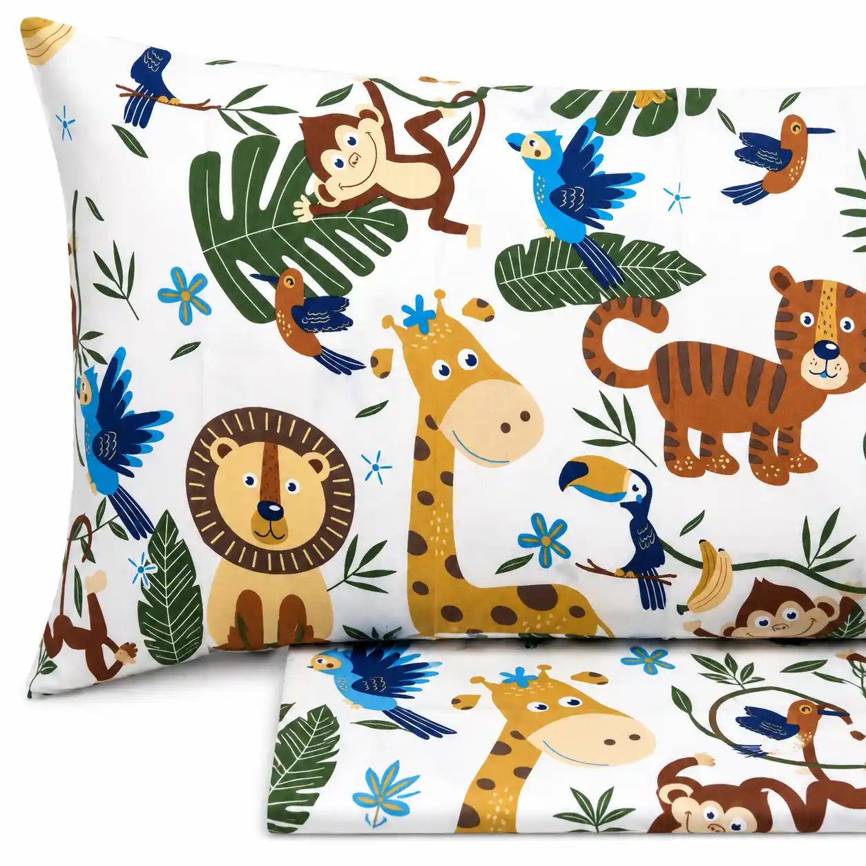 Completo lenzuola per Bambini in Puro Cotone, Singolo - Safari