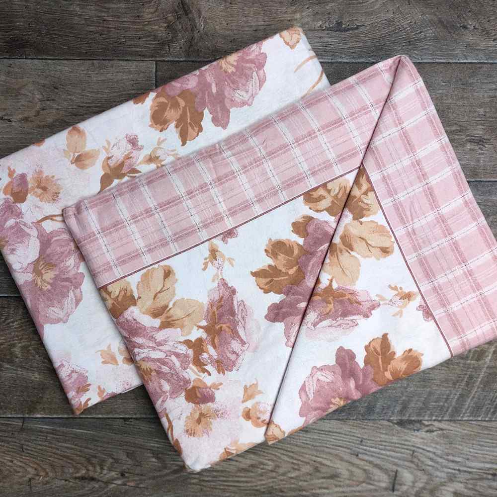 Completo Lenzuola in Flanella Matrimoniale - F113 (Rosa)
