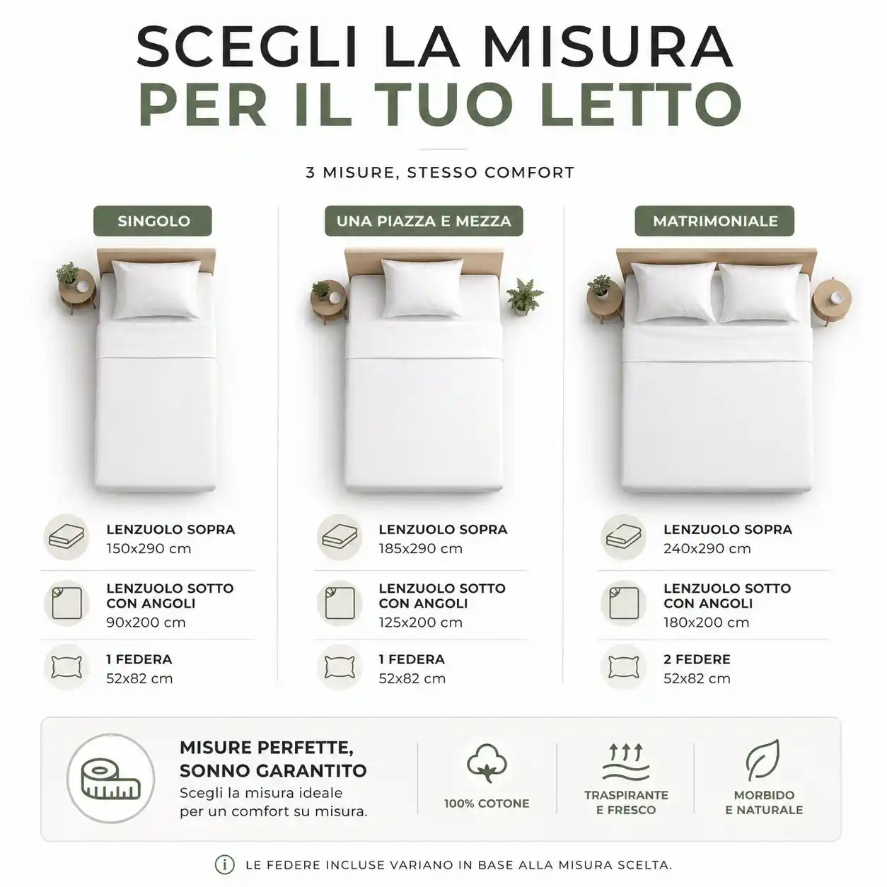 Completo lenzuola in Puro Cotone Matrimoniale - M170 (Blu)