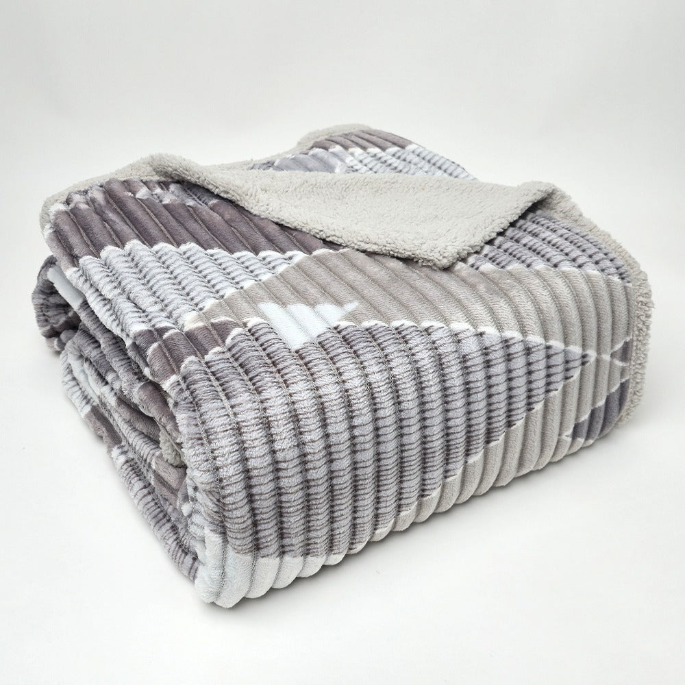 Plaid in morbido coral fleece con retro in pelliccia, 200x210cm - PL106
