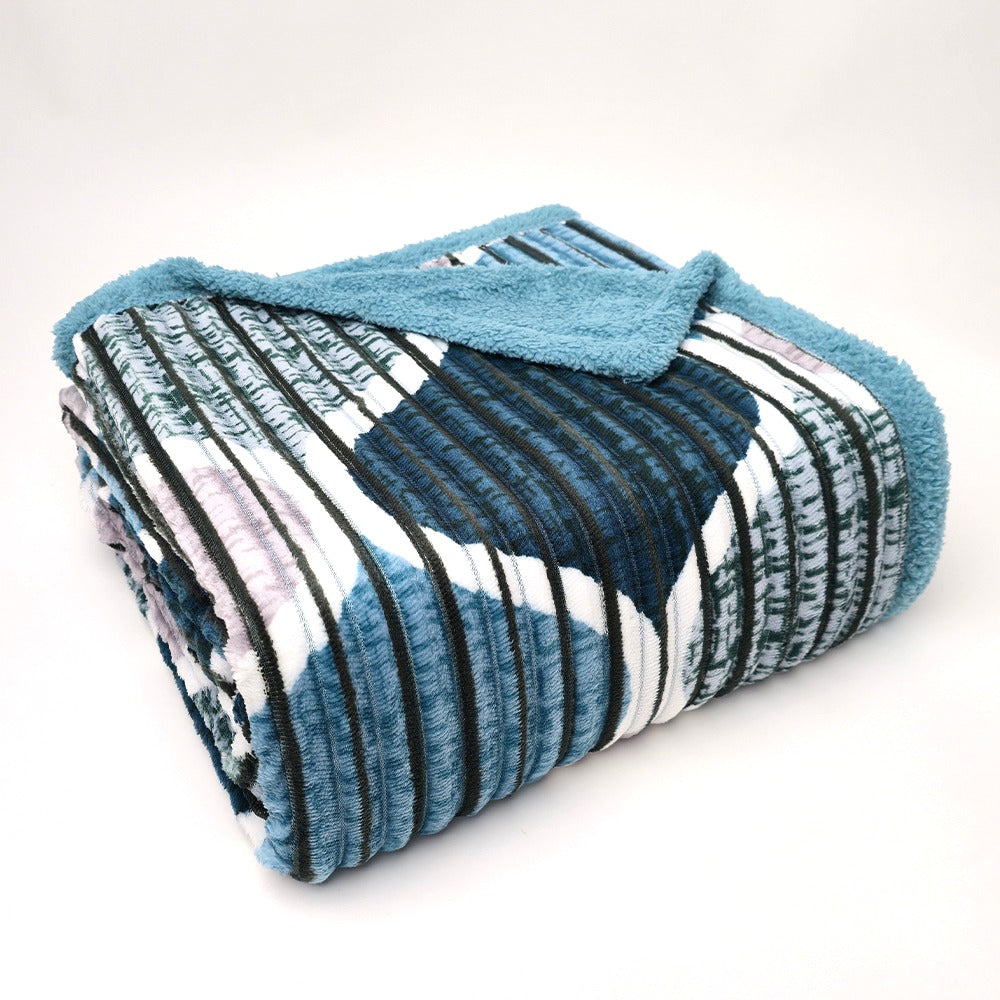 Plaid in morbido coral fleece con retro in pelliccia, 200x210cm - PL104
