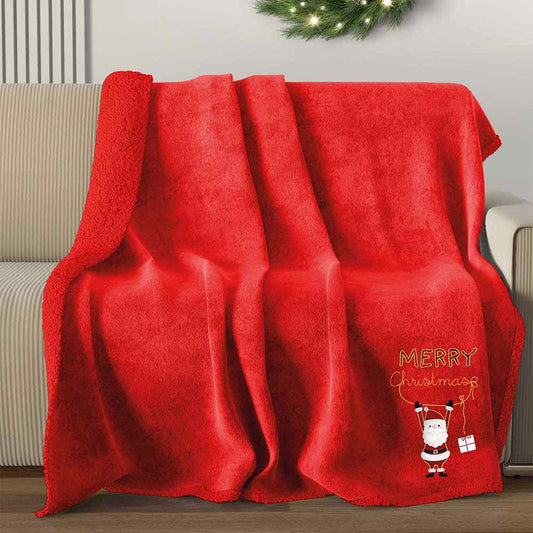 Plaid Natalizia Ricamato in Morbido Coral Fleece con Borsa Regalo - IRGE