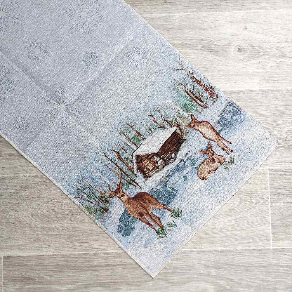 Runner natalizia in tessuto Gobelin 40 x 140 cm - Nevicata