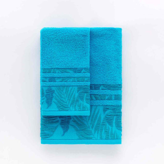 Set Asciugamani 1+1  Malibu di Linea Oro - Azzurro