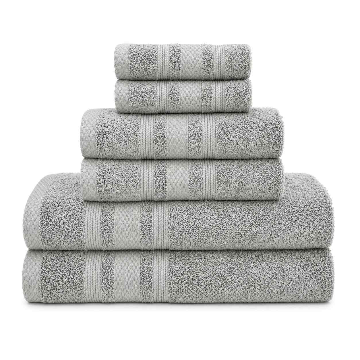 Set Asciugamani Bagno 6 Pezzi, 100% Puro Cotone, 2 Telo Doccia + 2 Asciugamani Viso + 2 Ospiti, Morbidi e Assorbenti, Spugna 600 gr, per Bagno, Hotel e Spa
