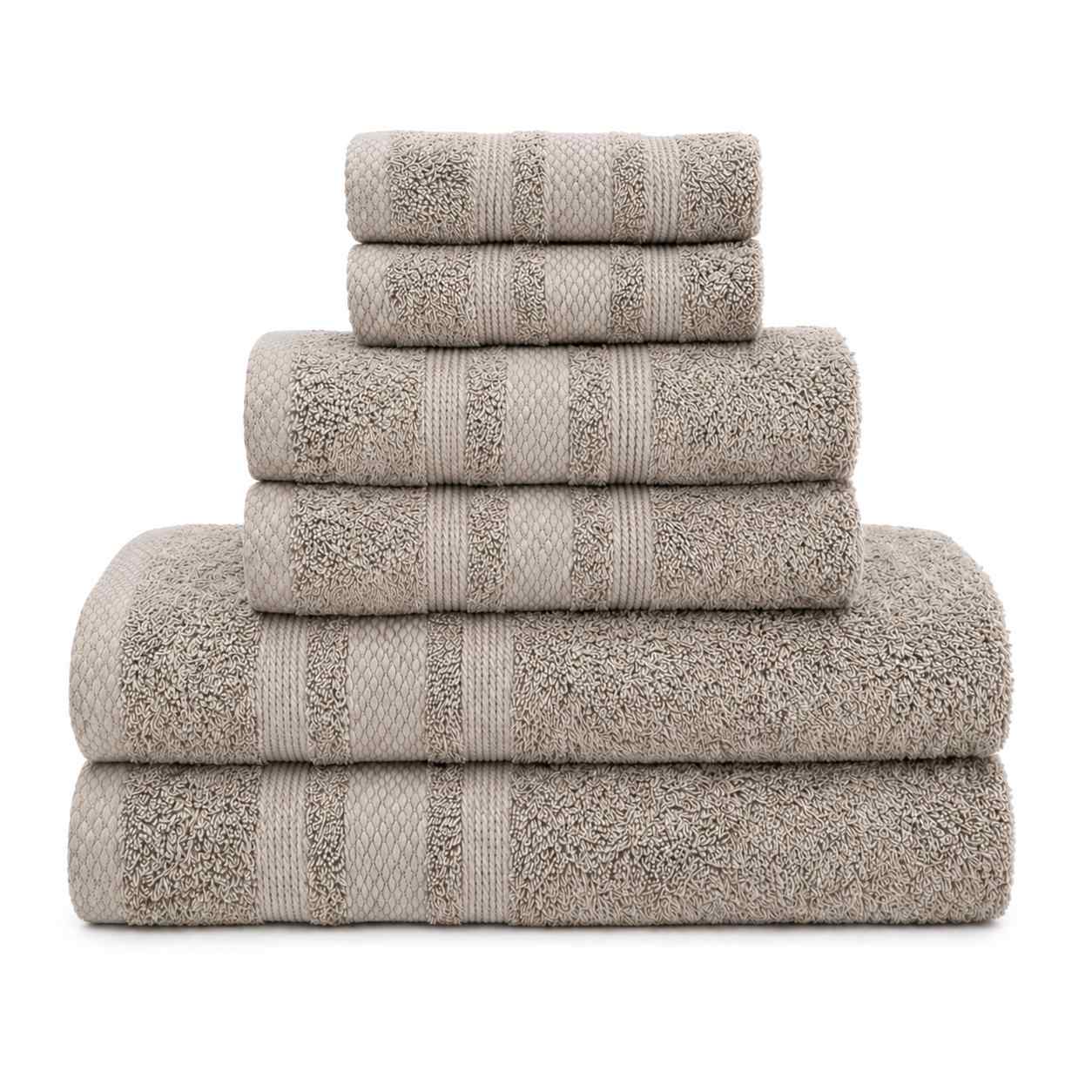 Set Asciugamani Bagno 6 Pezzi, 100% Puro Cotone, 2 Telo Doccia + 2 Asciugamani Viso + 2 Ospiti, Morbidi e Assorbenti, Spugna 600 gr, per Bagno, Hotel e Spa