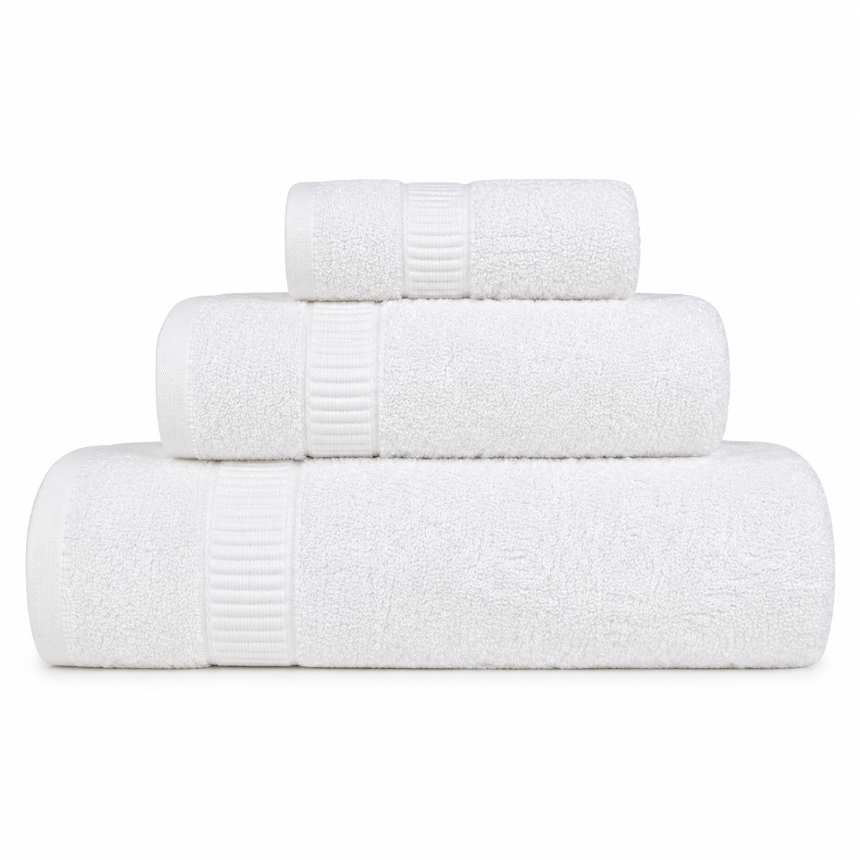 Set Asciugamani Bagno 3 Pezzi, 100% Puro Cotone, Telo Doccia + Asciugamani Viso + Ospiti, Morbidi e Assorbenti, Spugna 600 gr, per Bagno, Hotel e Spa (Bianco)
