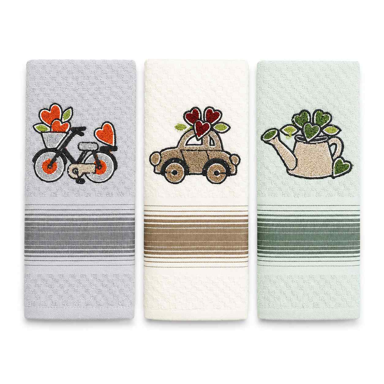 Set 3 pezzi Strofinacci in Spugna con Ricamo - Betty 01